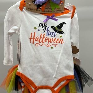 Baby Girls 4-Pc My First Halloween Bodysuit, Tutu,Leg Warmers Headband-6 months